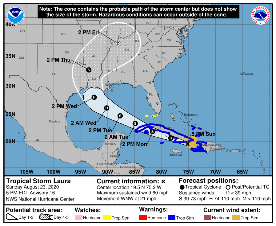 Laura Hurricane Cone