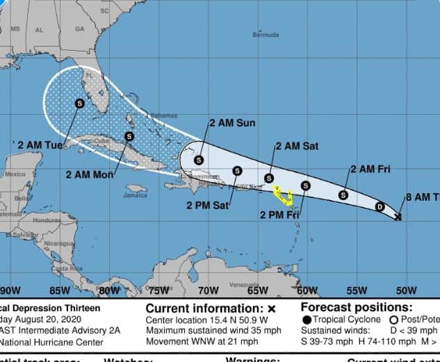 current track featured tropical depression 13