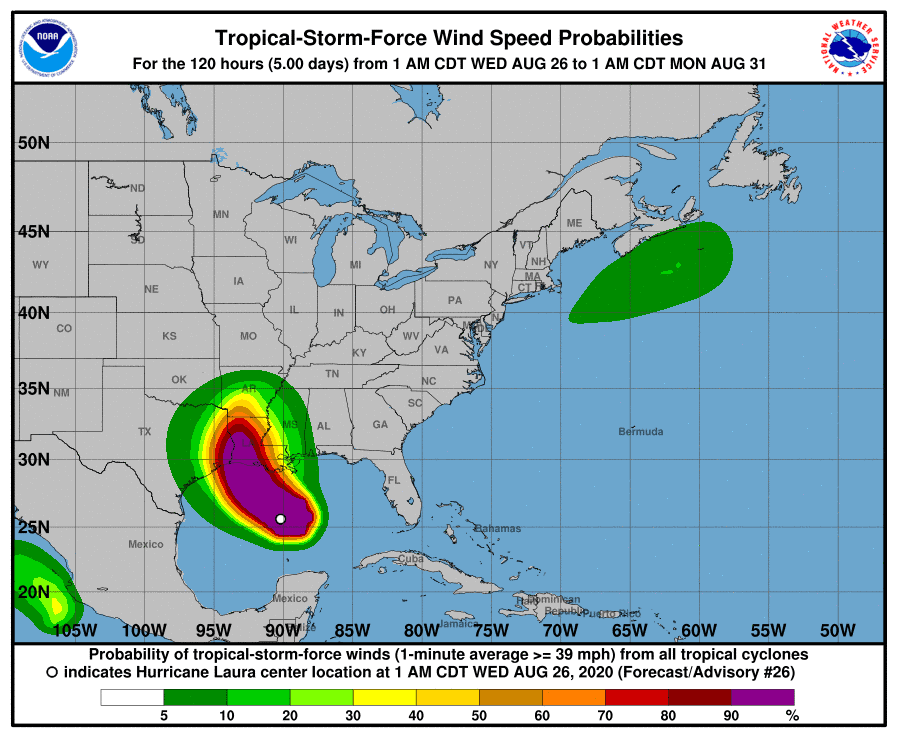 Hurricane Laura Potentially Catastrophic Storm Surge, Extreme Winds