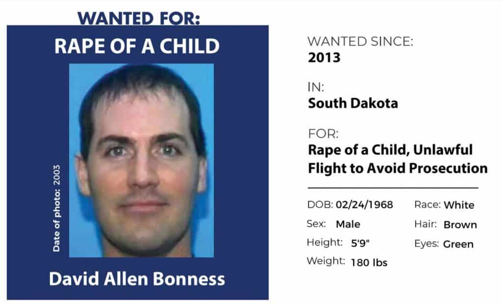 Man wanted for child rape in south dakota