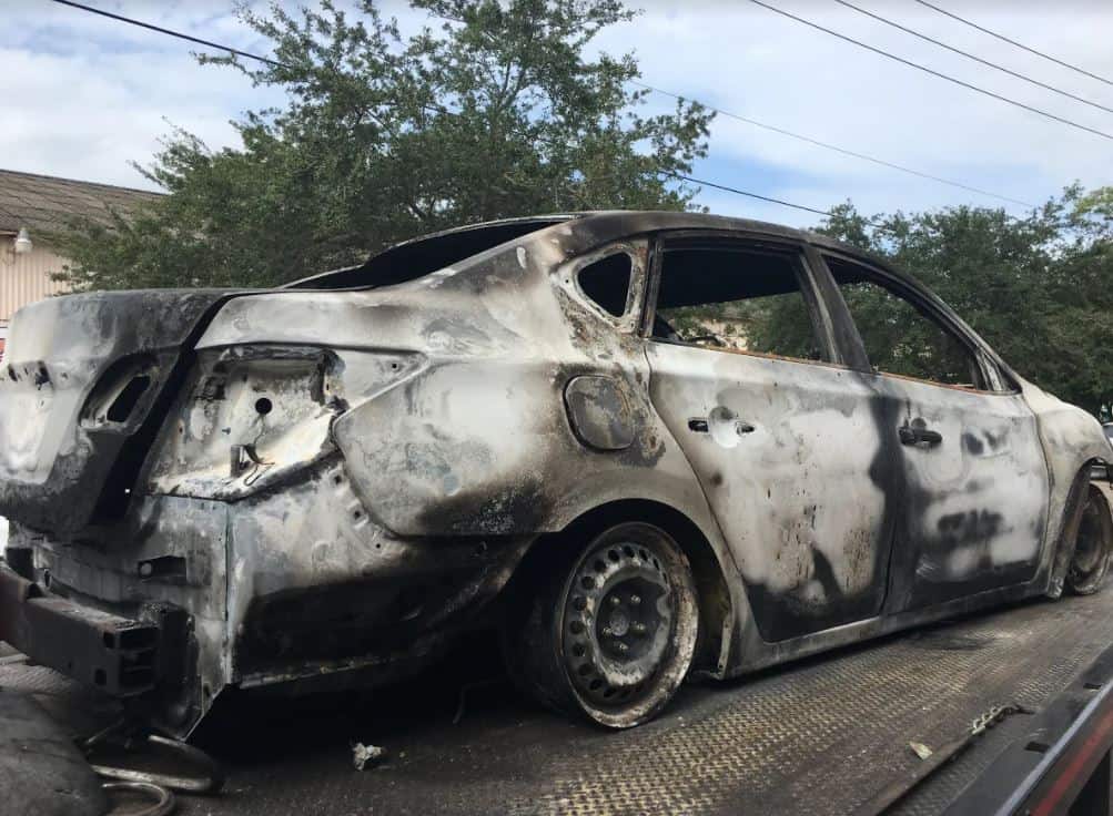 burnt car st pete florida man identified 2014 nissan sentra