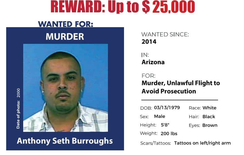 The U.S. Marshals turned up the heat today in the search for alleged murder suspect Anthony Seth Burroughs by adding him to their 15 Most Wanted list and offering a reward for information leading directly to his arrest.