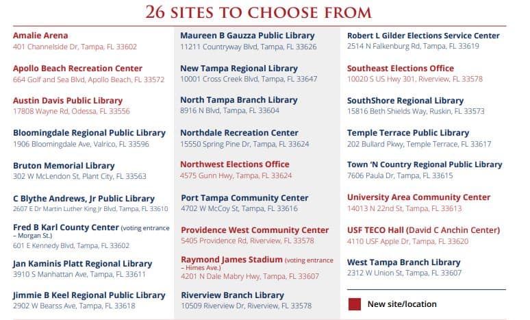 hillsborough county early voting sites