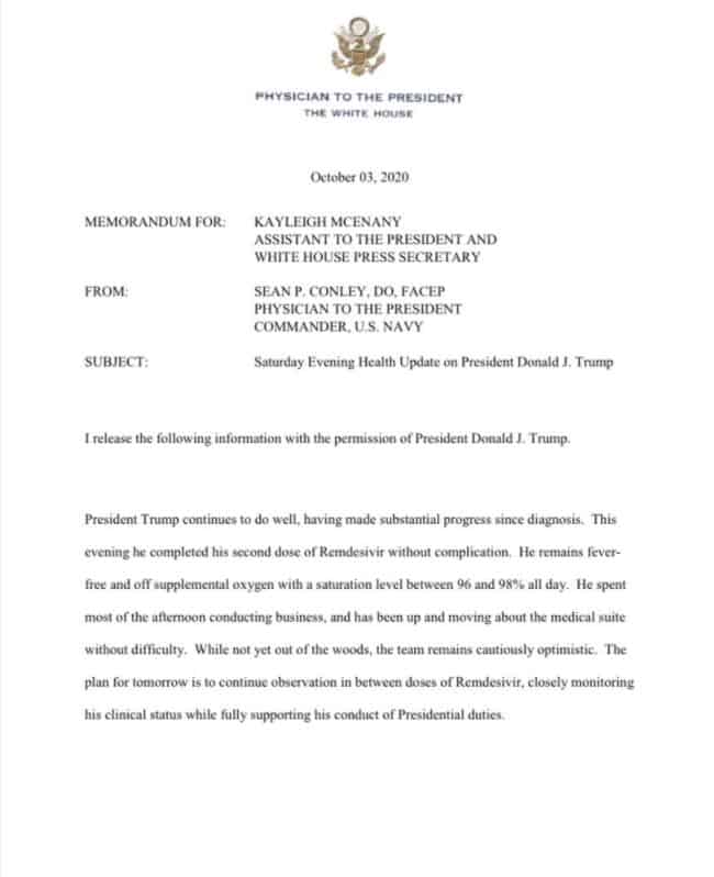 letter from trumps dr