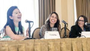 3 women speakers sitting at a table at the 2019 Conference on Women Leaders in Life Sciences Law. The 2020 event will take place November 17-18, 2020 in a virtual format.