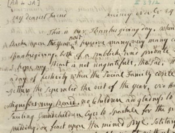 Abigail Adams Thanksgiving Day Letter