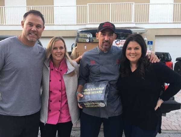 Mike Alstott Delivers for Firefighters cheesecake