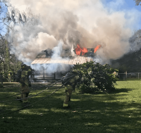 Hernando County Fire and Emergency Services
(HCFES) received a 911 call from a passerby for a residential fire in a two-story home at 14000 block of Citrus Way.  According to a witness, the fire started in a trash can outside the structure.  The wind pushed the burning debris under the home.  Within a few minutes the fire rapidly spread throughout the home. HCFES responded to the scene within 14 minutes and found heavy smoke and fire showing.
