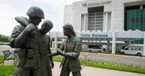 Photo of the visitor entrance of a VA Hospital
