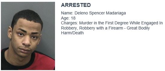 Through investigative means, detectives obtained phone records showing calls and messages organizing a drug transaction between the victim and Madariaga just prior to the shooting. Madariaga was located and arrested on Wednesday, December 2, during a traffic stop on N Falkenburg Road.