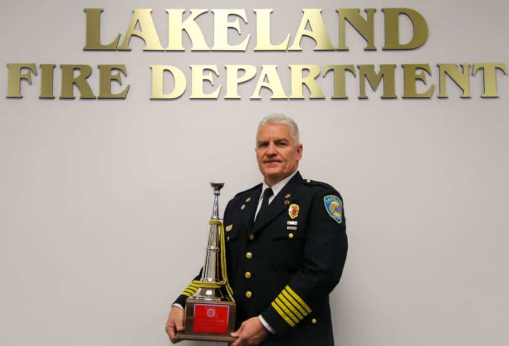The prestigious award, presented by the Florida Fire Chiefs' Association (FFCA), is given to a Fire Chief in the Florida Fire Service that demonstrates an exceptional level of leadership, integrity, and service. The selection is made by a body of peers.