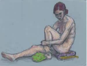 Jilly Seated by Jon Rettich color pencil drawing