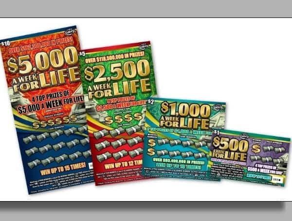 The Florida Lottery announced that Yaimara Montes de Oca, 32, of Miami, claimed a $2,500 A Week for Life top prize from the $2,500 A WEEK FOR LIFE Scratch-Off game at the Lottery's Miami District Office. 