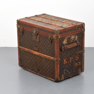 A vintage steamer trunk luggage