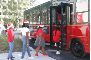 Children Boarding Trolley