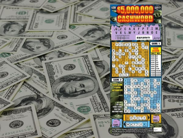 The Florida Lottery announced that Kenneth Mestauskas, of Spring Hill, claimed a $1 million prize from the $5,000,000 CASHWORD Scratch-Off game at Lottery Headquarters in Tallahassee. 