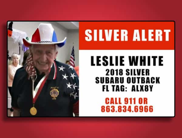 The Lakeland Police Department has issued a Silver Alert for a missing adult, 90-year-old Leslie White.