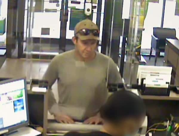 Police say on Monday, at 3:50 p.m., a man walked into a Regions Bank, 3399 66th St. N., and passed a note to the teller demanding money.  He implied he had a weapon but didn't show it. He left on foot with an undisclosed amount of cash.
