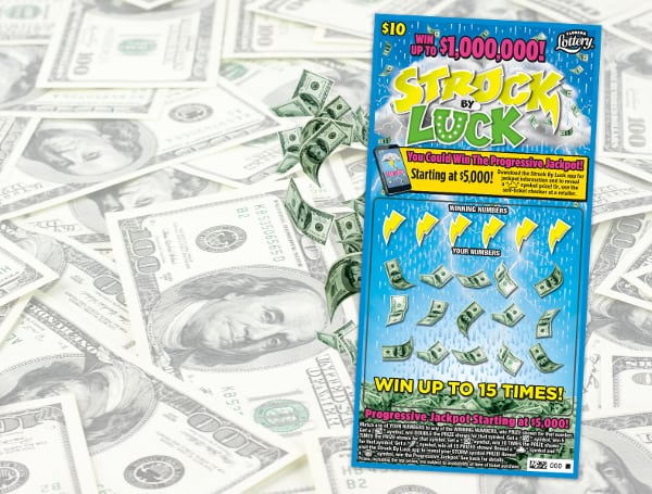 The STRUCK BY LUCK game gives players the chance to win electrifying prizes of up to $1 million. This game is packed with 7 million winning tickets and more than $176.4 million in cash prizes. The game's overall odds of winning are one-in-3.36.