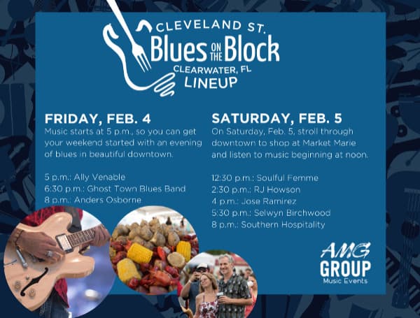 Blues on the Block, a spinoff event of the Clearwater Sea-Blues Festival, will be taking over the 600 block of Cleveland Street on Feb. 4-5. 