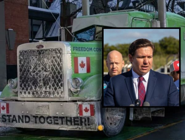 On Tuesday, DeSantis tweeted a graphic with the words “Truck Yeah,” reportedly as demonstration of support for the Freedom Convoy, which on Wednesday ended its fifth day of denouncing Prime Minister Justin Trudeau’s COVID mandates.