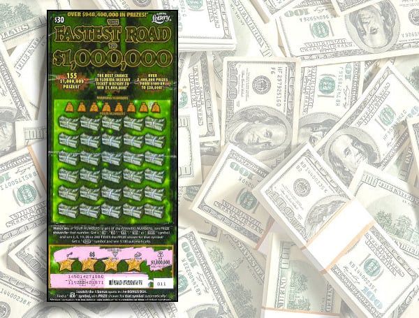 The Florida Lottery announced that Johnny Evans, 51, of Holiday, claimed a $1 million top prize from THE FASTEST ROAD TO $1,000,000 Scratch-Off game at the Lottery’s Tampa District Office. 