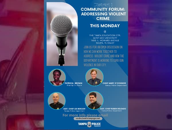 Tampa Police Chief Mary O'Connor will host the 3rd community forum on gun violence on Monday, February 28th, 2022.