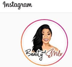 Pictorial of logo on Instagram suggesting viewers follow @beautyandsmile0