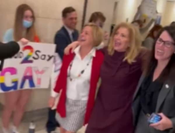 Florida Senate Democrats engaged in a protest against a bill that would bar teachers from talking to young children about sexuality and gender identity Monday.