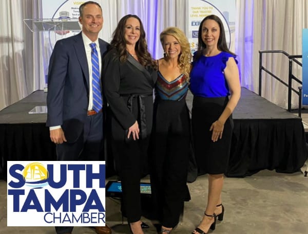 After recounting some of the chamber’s achievements from the past year including adding nearly 140 new members, hosting more than 60 events, and participating in 30 ribbon cuttings to celebrate new businesses, the chamber’s 2021 Chair of the Board, Chris Bentley, passed the gavel to 2022 Chair Rebekah Nault.