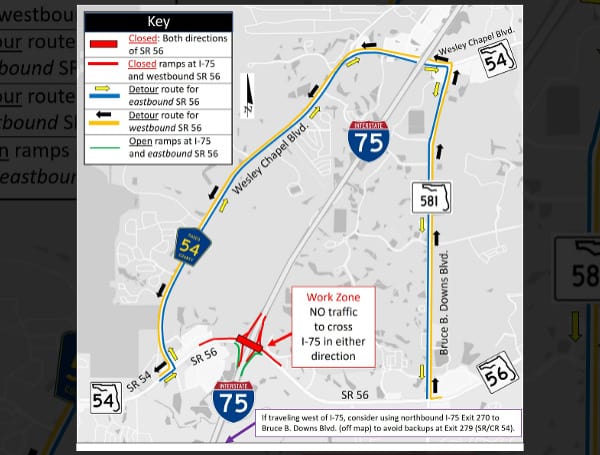 ROAD CLOSURE NOTICE: SR 56 to be closed at I-75 the weekend of April 1