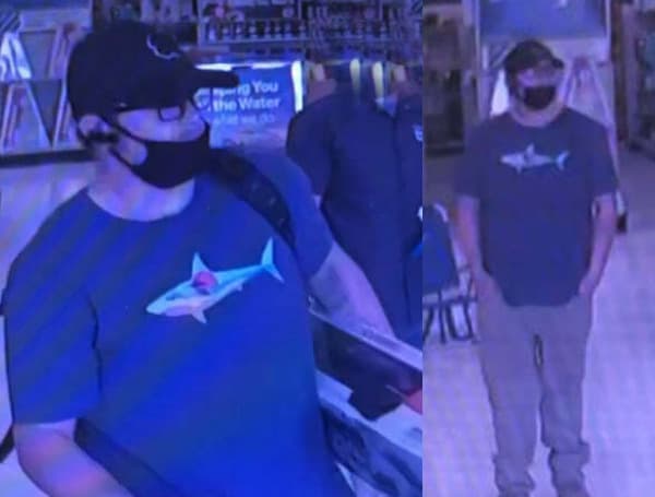 Police say the man entered West Marine, located at 1107 3rd St SW, on March 15, 2022, and selected more than $1598 worth of items.