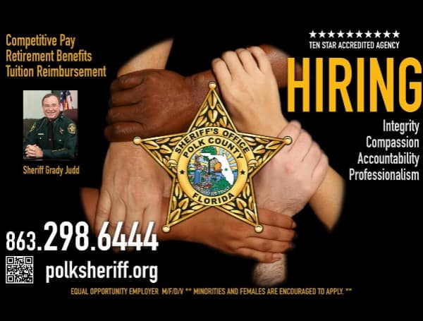 On Tuesday, May 3, 2022, from 9:00 am – 2:30 pm, the Polk County Sheriff's Office Human Resources team will be at the PCSO Sheriff’s Operations Center located at 1891 Jim Keene Blvd, Winter Haven, holding an on-site job fair, processing applications and answering questions about working for PCSO.