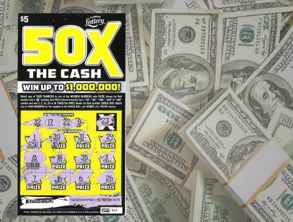  The Florida Lottery (Lottery) announces that Joel Duran, 25, of Tampa, claimed a $1 million top prize from the 50X THE CASH Scratch-Off game at Lottery Headquarters in Tallahassee. He chose to receive his winnings as a one-time, lump-sum payment of $820,000.00. 