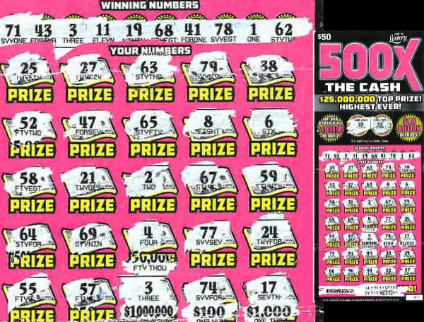 The $50 game, 500X THE CASH features a top prize of $25 million— the largest ever offered on a Florida Scratch-Off game— and the best odds to become an instant millionaire! The game's overall odds of winning are 1-in-4.50.