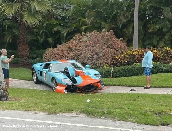 A Florida man, "unfamiliar" with driving a stick shift, crashed his 2006 Ford GT Heritage Edition sports car into a palm tree.