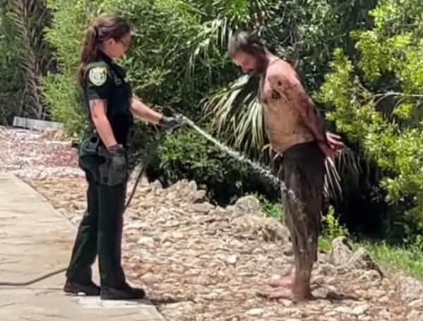 A Florida man, who thought it was a good idea to run from deputies, ended his chase with a shower, from a deputy.