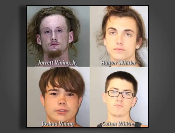 According to police 19-year-old Jarrett Vining Jr., 17-year-old Joshua Vining, 17-year-old Colton Whitler, and a 16-year-old boy, were arrested Wednesday night in the 300 block of NW 20th Street.