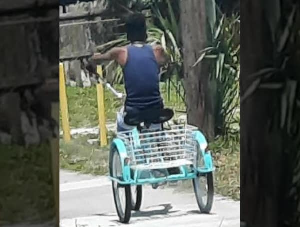 According to investigators, the suspect took an elderly woman's tricycle from where it was sitting next to her residence inside the Bonny Shores Lakefront Community in Lakeland, just off of Longfellow Boulevard.