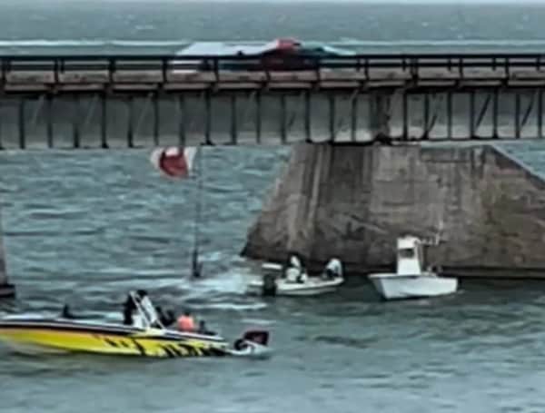 Coast Guard Station Marathon boat crews, partner agencies, and a good Samaritan recovered a deceased woman and rescued two children after a parasail collided with Seven Mile Bridge, Monday, near Pigeon Key.