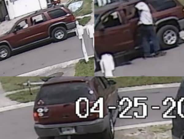 On April 25, 2022 shortly after 3 p.m., in the 7300 block of Monterey Blvd. in Tampa, an unknown suspect utilized his red/maroon Dodge Durango to steal a homemade trailer. The vehicle had aftermarket stickers on the rear trunk door. The suspect vehicle and suspect were captured on surveillance video. The sus