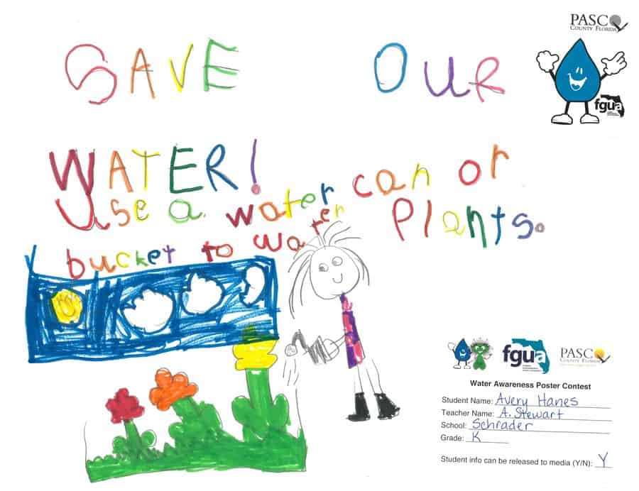 More than 1,200 local students took their creativity to new heights to promote water conservation during the 13th Annual Water Awareness Poster Contest.  Students from 11 Pasco County elementary schools broke out their pencils, crayons and watercolors to create posters with the theme: “Do Your Part, Be Water Smart.” 