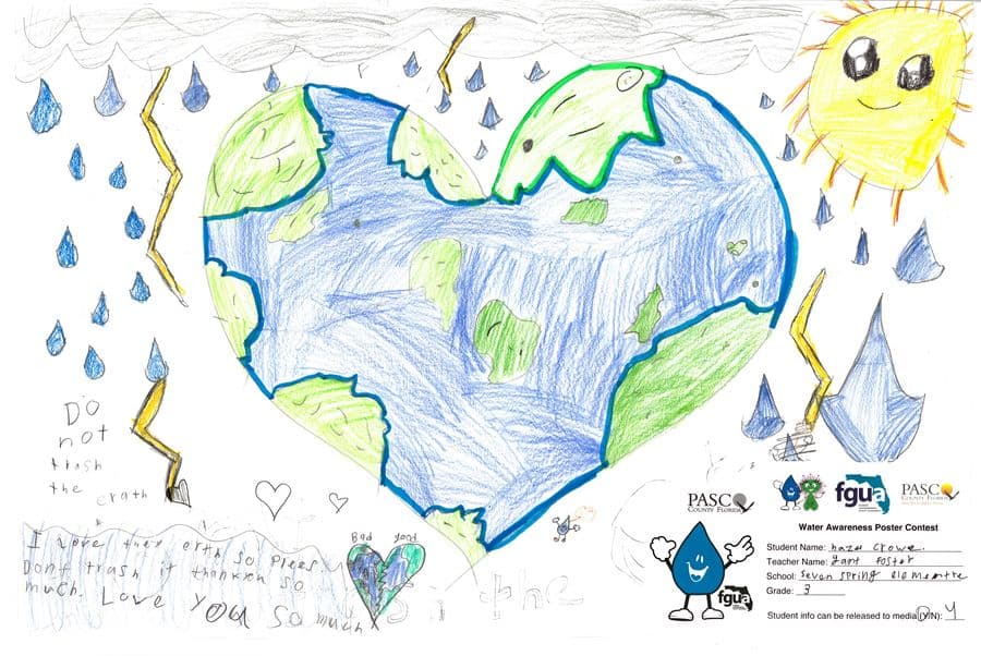 More than 1,200 local students took their creativity to new heights to promote water conservation during the 13th Annual Water Awareness Poster Contest.  Students from 11 Pasco County elementary schools broke out their pencils, crayons and watercolors to create posters with the theme: “Do Your Part, Be Water Smart.” 