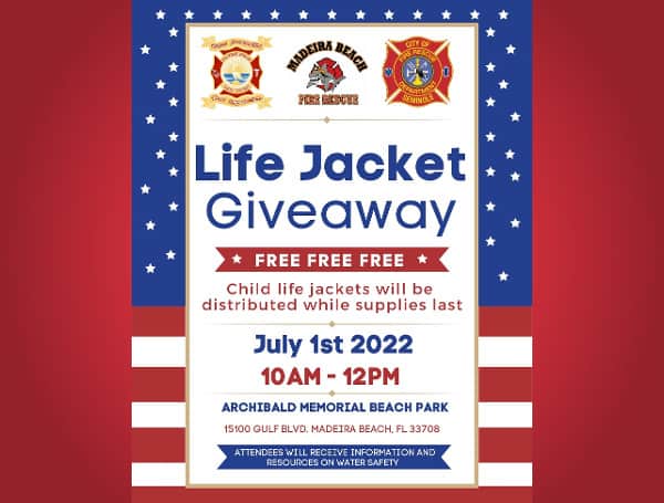 To kick off the 4th of July Holiday Weekend, St. Petersburg Fire Rescue is partnering up with Seminole Fire Rescue and Madeira Beach Fire Department for a life jacket giveaway event to help kids stay safe in and around water. 