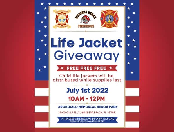 To kick off the 4th of July Holiday Weekend, St. Petersburg Fire Rescue is partnering up with Seminole Fire Rescue and Madeira Beach Fire Department for a life jacket giveaway event to help kids stay safe in and around water.