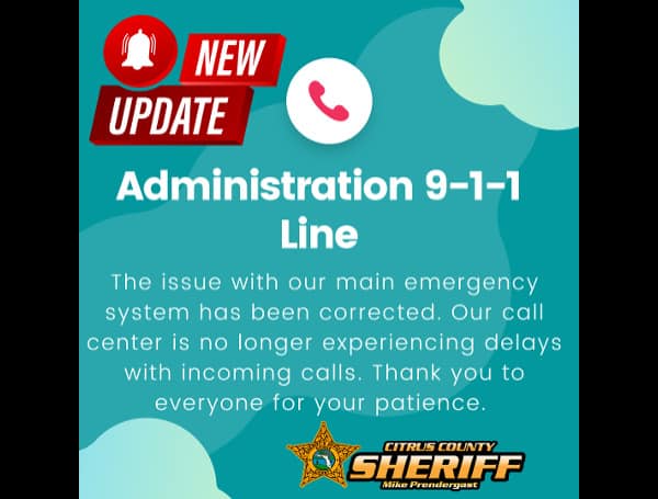 The issue with our main emergency system has been corrected.  Our call center is no longer experiencing delays with incoming calls. Thank you to everyone for your patience.  As always, dial 9-1-1 for emergencies and 352-249-2790 for non-emergencies. 
