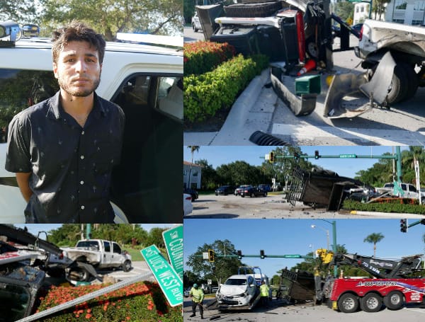 A 19-year-old Florida man, who just walked away from a recovery center, busted a bold move by stealing a workers truck and Bobcat that ended with a gunshot and crash.