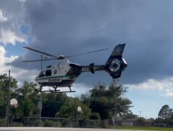 A 2-year-old has been flown to the hospital after nearly drowning Tuesday, according to Pasco Fire Rescue.