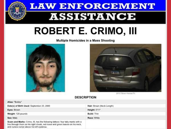 The Federal Bureau of Investigation in Chicago is assisting the Lake County Major Crimes Task Force in Illinois with the search for Robert E. Crimo, III.  