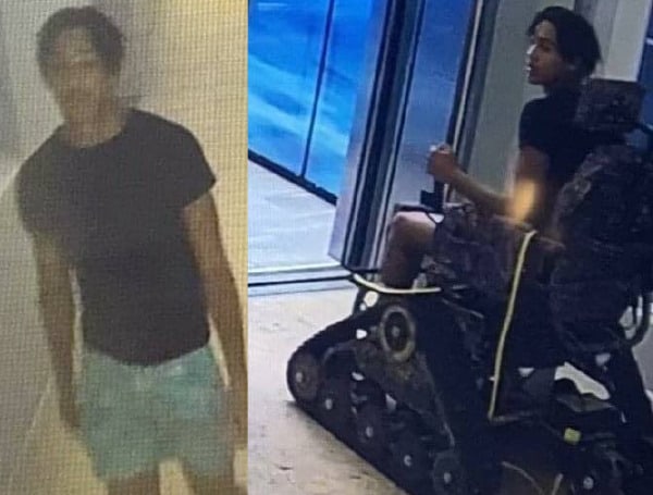 A man was caught on camera stealing a disabled Florida vacationer's means of mobilization, an off-road wheelchair.